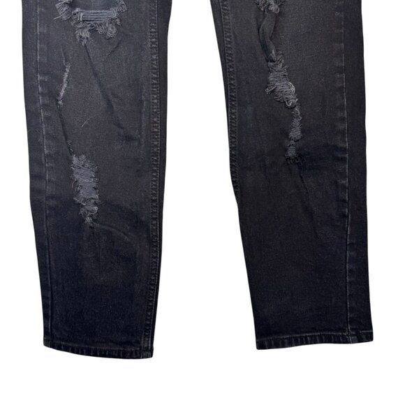 Fashion Nova Black Distressed Mom High Waisted Jeans Pants Straight Leg Size 5 - Picture 4 of 7
